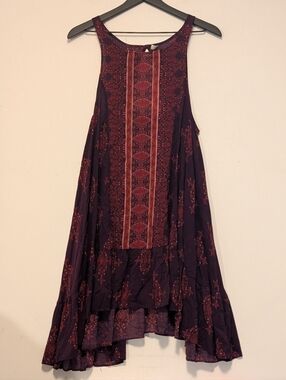 Intimately Free People Small Petite Plum Boho Swing Dress Open Back Rayon Whimsy